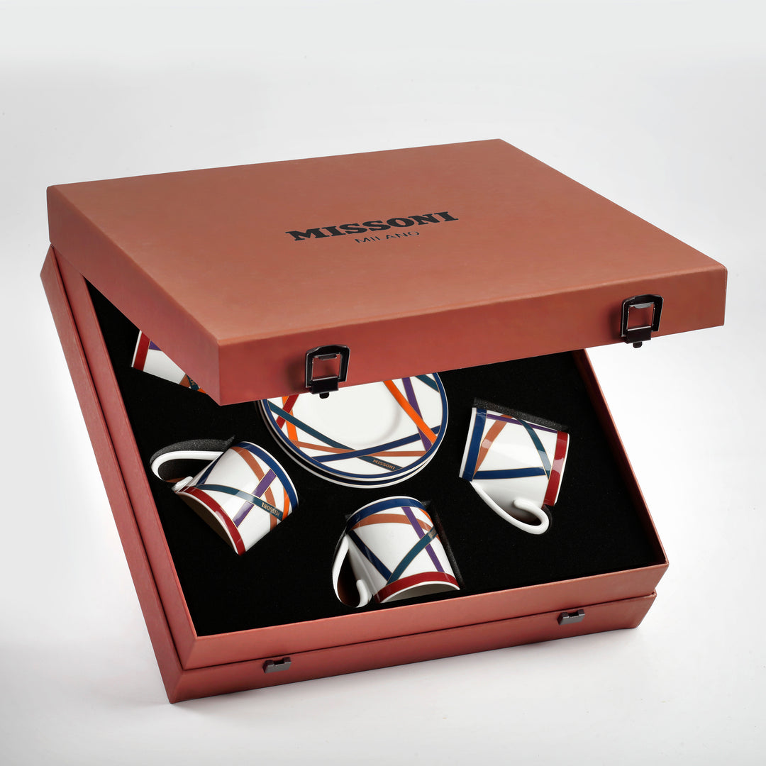 Multicolor Set of 6 Coffee Cups with Plates – Tazze Caffe con Piattino